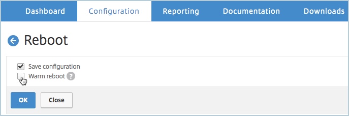 Save configuration and reboot